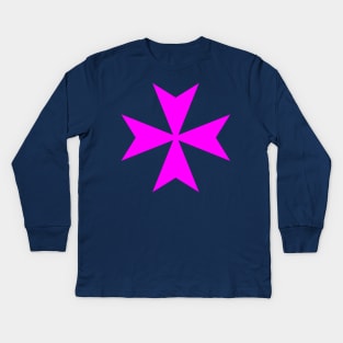 St. John's Cross / Maltese Cross (pink) Kids Long Sleeve T-Shirt